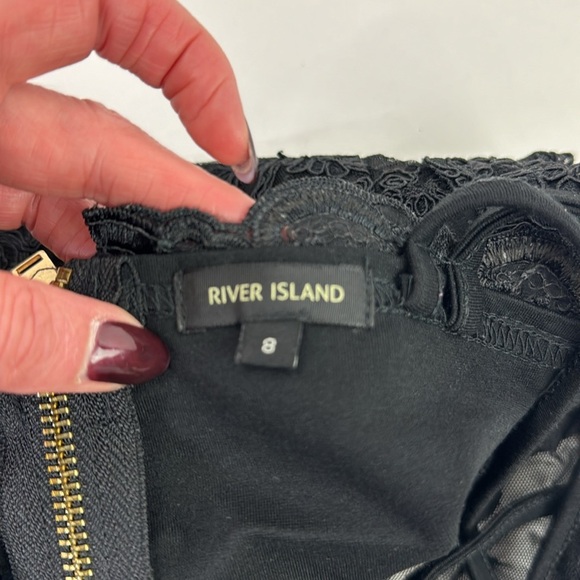River Island Black Lace Crop Tank Top - Picture 5 of 8
